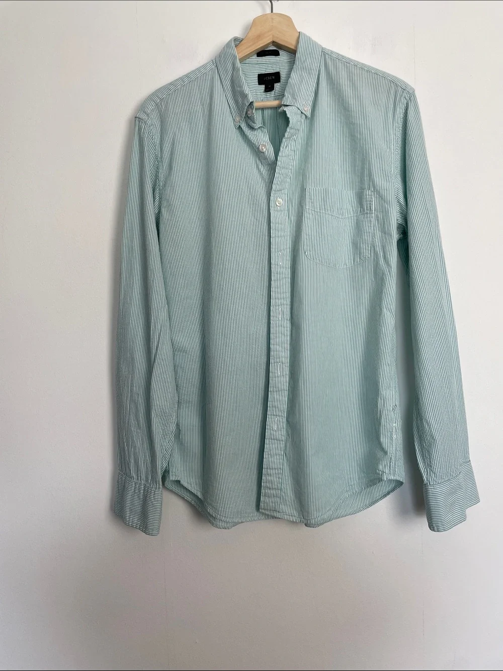 J Crew Seersucker Long-Sleeve Button Up Shirt Classic Men's Medium Casual Slim